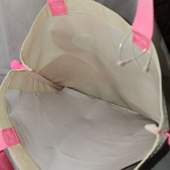 Flamingo Patterned Beach Bag Bright Pink 15 X 16" - Picture 6 of 8